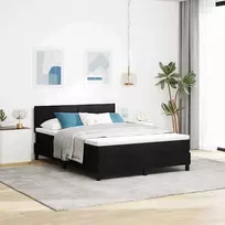 Kiemas lova su čiužiniu su LED Juoda 140 x 190 cm audinys