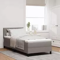 Kiemas lova su čiužiniu su LED Taupe 90 x 190 cm audinys