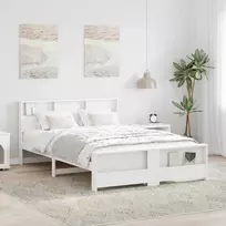 Lovos rėmas su galvūgalio Balta 160 x 200 cm Apdirbta mediena