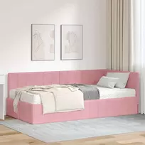 Lova Kampinė lovos konstrukcija su čiužiniu 2 vnt. Rožinė