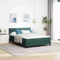 LED Čiužinio Lova su LED Tamsiai žalia 140 x 190 cm Aksomas