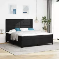 Kiemas lova su čiužiniu su LED Juoda 180 x 200 cm audinys