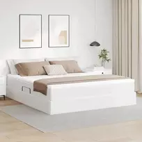 Lova su daiktų laikymo vieta ir čiužiniu Balta 160 x 200 cm