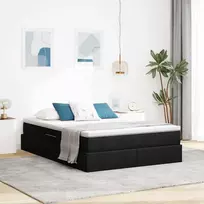 Lova su daiktų laikymo vieta ir čiužiniu Juoda 140 x 190 cm