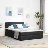 Lova su daiktų laikymo vieta ir čiužiniu Juoda 140 x 190 cm