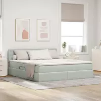 Saugos lova su čiužiniu Šviesiai pilka 160 x 200 cm Aksomas