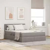 Lova su daiktų laikymo vieta ir LED Taupe 140 x 200 cm audinys