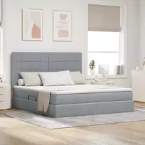 Lova su daiktų laikymo vieta ir LED Šviesiai pilka 180 x 200 cm