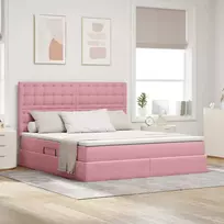 Lova su daiktų laikymo vieta ir LED Rožinė 180 x 200 cm Aksomas
