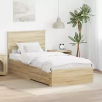 Lova Lovos rėmas su stalčių Sonamos ąžuolo ir sidabro 75 x 190 cm