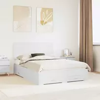 Lovos rėmas su stalčių Balta 140 x 200 cm Apdirbta mediena