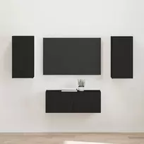 TV staliukas TV spintelių komplektas 2 pcs Juoda Apdirbta mediena