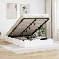 Lova Otomano lovos rėmas Balta 140 x 190 cm Dirbtinė mediena