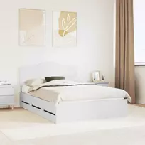 Lovos rėmas su stalčių Balta 140 x 200 cm Inžinerinė mediena
