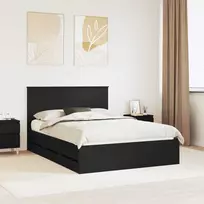 Lovos rėmas su stalčių Juoda 140 x 200 cm Inžinerinė mediena