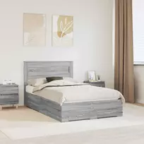 Lova Lovos rėmas Pilkas Sonoma 135 x 190 cm Apdirbta mediena