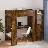 Dviaukštės lovos rėmas su stalu Rūkyta ąžuolas 90 x 200 cm