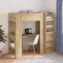 Lova Dviaukštės lovos rėmas su stalu Sonoma ąžuolas 75 x 190 cm