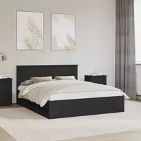 Lovos rėmas su stalčių Juoda 160 x 200 cm Inžinerinė mediena