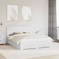 Lovos rėmas su stalčių Balta 160 x 200 cm Apdirbta mediena