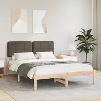 Lovo rėmas su apmuštu galvūgaliu Taupe 140 x 190 cm