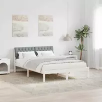 Lovos rėmas Balta ir šviesiai pilka 140 x 190 cm Pušies masyvas