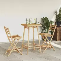 Lauko baldų komplektas 3 dalių lauko baro komplektas, sulankstomas, bambukas