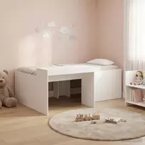 Lova Vaikų Aukštas Lovos Rėmas su Rašomuoju Stalu Balta 90 x 200 cm