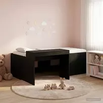 Lova Vaikų Aukštas Lovos Rėmas su Rašomuoju Stalu Juoda 90 x 200 cm