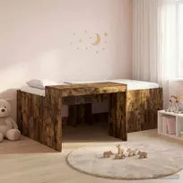Lova Vaikų Aukštas Lovos Rėmas su Rašomuoju Stalu Dūminio ąžuolo
