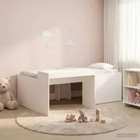 Lova Vaikų Aukštas Lovos Rėmas su Rašomuoju Stalu Balta