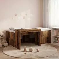 Lova Vaikų Aukštas Lovos Rėmas su Rašomuoju Stalu Sendintos medienos