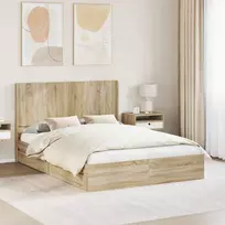 Lovos rėmas su saugojimu ir nugara Sonoma ąžuolas 160 x 200 cm
