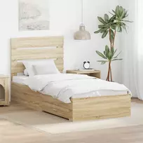 Lova Lovos rėmas su stalčių Sonamos ąžuolo ir sidabro 75 x 190 cm