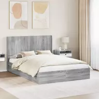 Lovos rėmas su saugojimu ir nugara Pilka Sonoma 140 x 200 cm