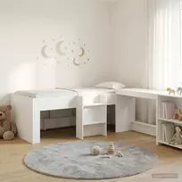 Lova Vaikų Aukštas Lovos Rėmas su Rašomuoju Stalu Balta 80 x 200 cm