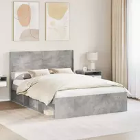 Lova Lovos rėmas su saugojimu ir nugara Betono pilka 135 x 190 cm