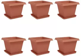 Augalų vazonai 6 vnt. Raudona plyta Plastmasė