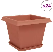 Augalų vazonai 24 vnt. Raudona plyta Plastmasė