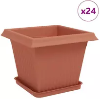 Augalų vazonai 24 vnt. Raudona plyta Plastmasė