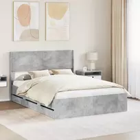 Lova Lovos rėmas su saugojimu ir nugara Betono pilka 140 x 200 cm