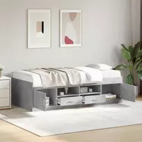 Lova Lovos rėmas su saugojimu su stalčių Betono pilka 80 x 200 cm