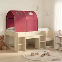 Lova Lovos su Tuneliu su lentyna 3 vnt. Sonoma ąžuolo ir raudona