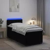 Lova su čiužiniu ir LED apšvietimu Juoda 90 x 190 cm Aksomas