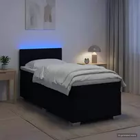 Lova su čiužiniu ir LED apšvietimu Juoda 90 x 190 cm Audinys