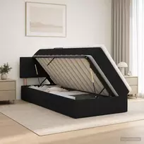 LED saugojimo lova su čiužiniu Juoda 90 x 190 cm Audinys