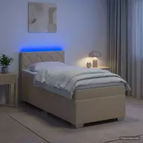 Lova su čiužiniu ir LED apšvietimu Kreminė 80 x 200 cm Audinys