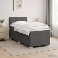 Lova su čiužiniu ir LED apšvietimu Tamsiai pilka 90 x 190 cm