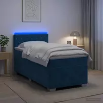 Lova su čiužiniu ir LED apšvietimu Mėlyna 90 x 200 cm Aksomas
