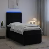 Lova LED lovos čiužinys su LED apšvietimu Juoda 80 x 200 cm Aksomas